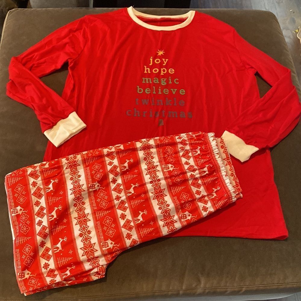 Women’s Holiday Christmas Pajama Set 2 Piece Joy Hope Magic Size 3XL NEW
